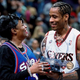 Allen Iverson (right) of the Philadelphia 76ers wore the hell out of those cornrows.
theofficialai3 instagram